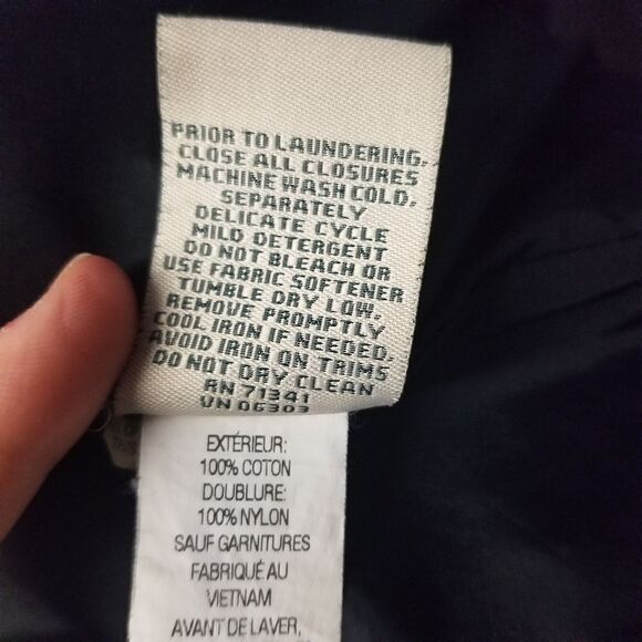 L.L. Bean Blue Corduroy Belted Buttoned Peacoat Md - Picture 7 of 7